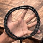 Double Radha Name Tulsi Kanthi Mala With Black Beads