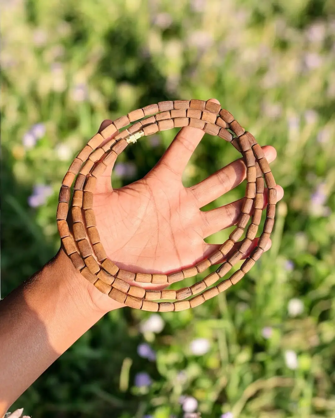 Photoroom_20251226_151232 3 Round Brown Long Beads Pure Tulsimala - Image 1